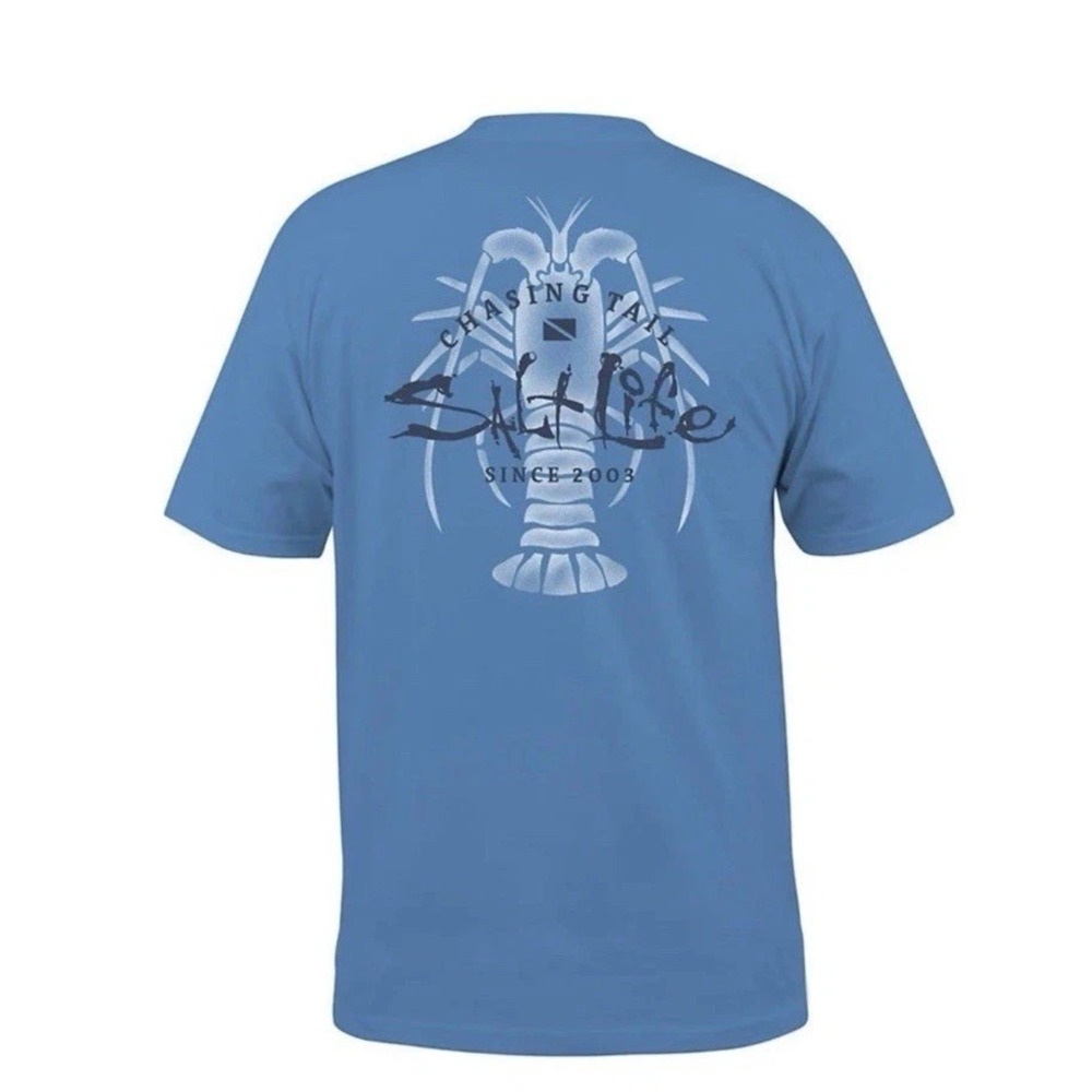 Salt‎ Life Mens Small Azure Lobster Tail Chasing Tail T Shirt Live The Life